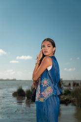 Embroidered Denim vest